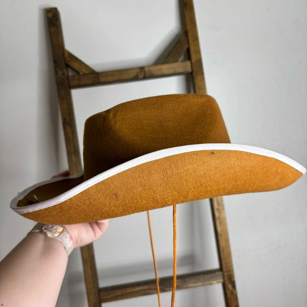 Brown Cowboy Hat with White Trim